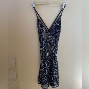 Navy homecoming/prom/formal/wedding guest dress. Open back